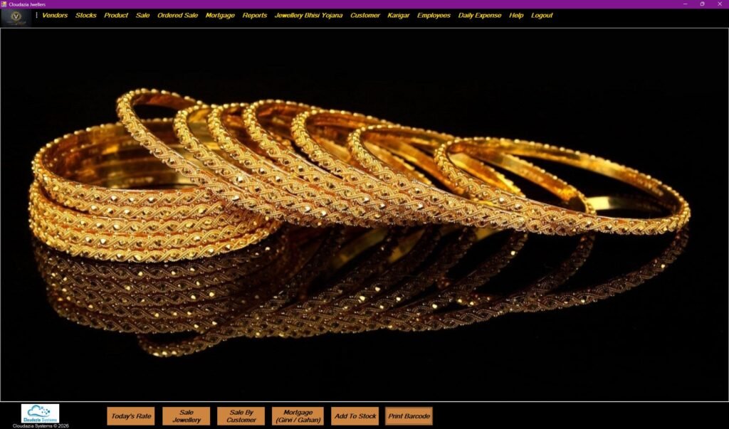 Retail Jewellery Management Software Main Dashboard