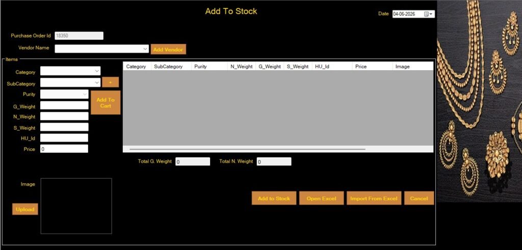 Retail Jewellery Management Software Inventory Dashboard