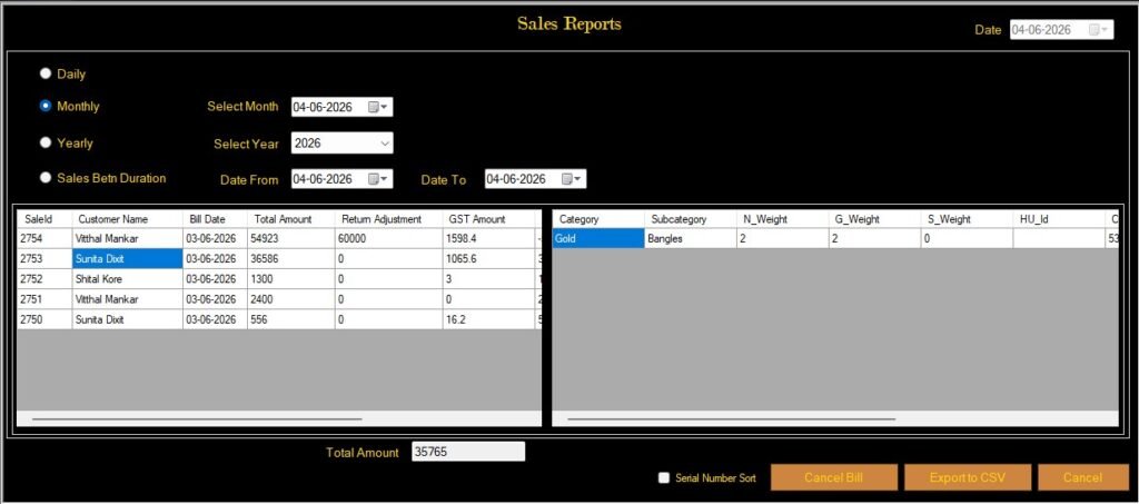 jewellery management software custom reports dashboard