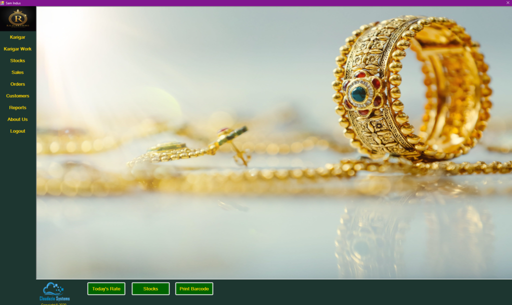 Wholesale jewellery software main dashboard